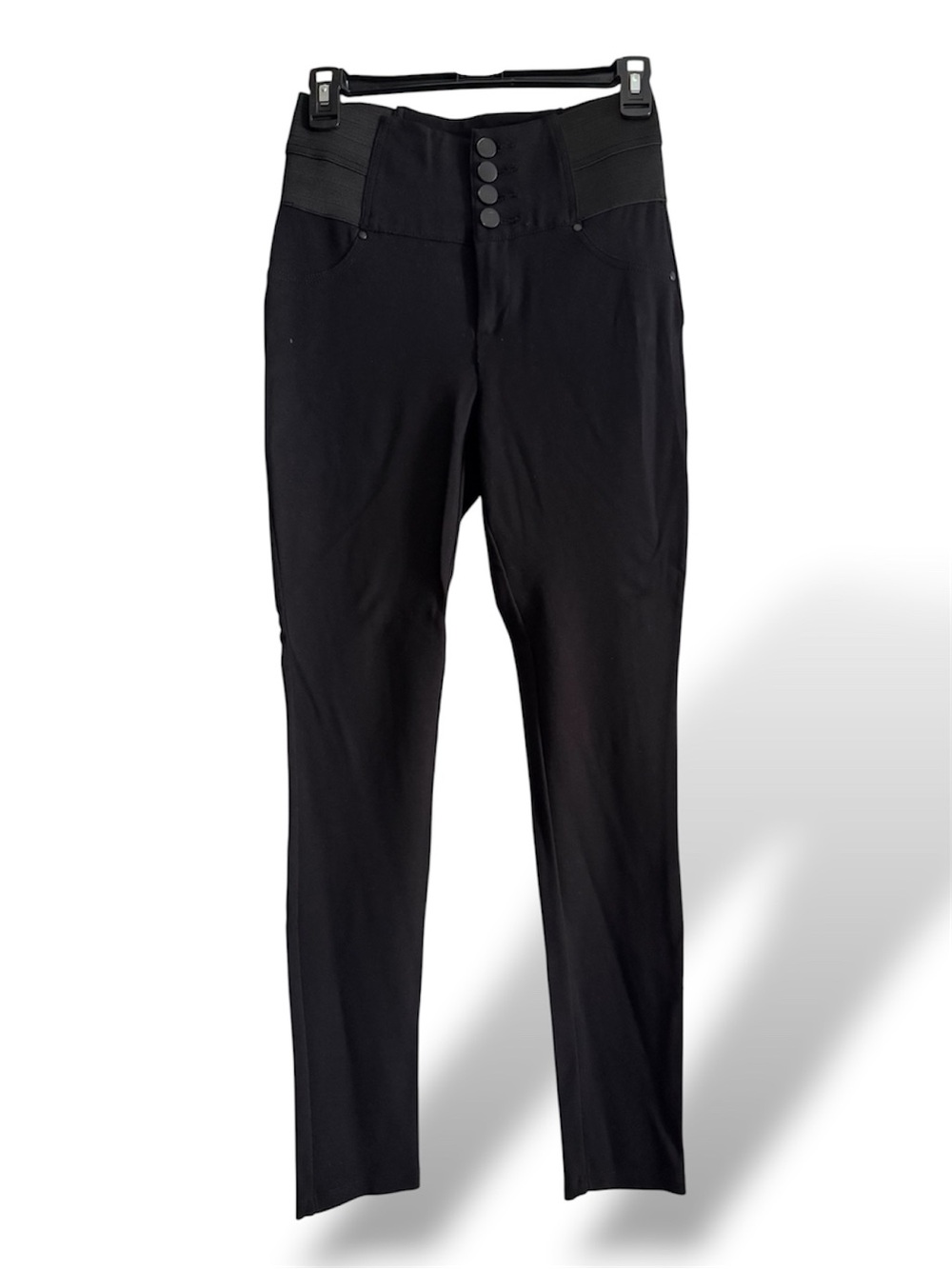 Ci Sono Black High-Waist Button Front Pants
